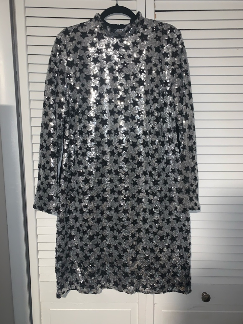 Silver Sequin Star Shift Dress